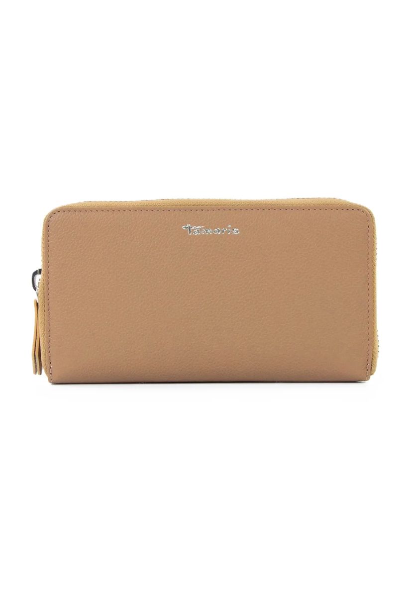 Tamaris Langbörse, Leder, Emblem, Reißverschluss, für Damen, beige