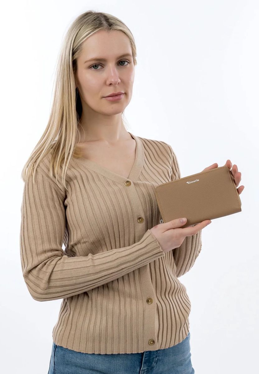 Tamaris Langbörse "Amanda", Leder, für Damen, beige