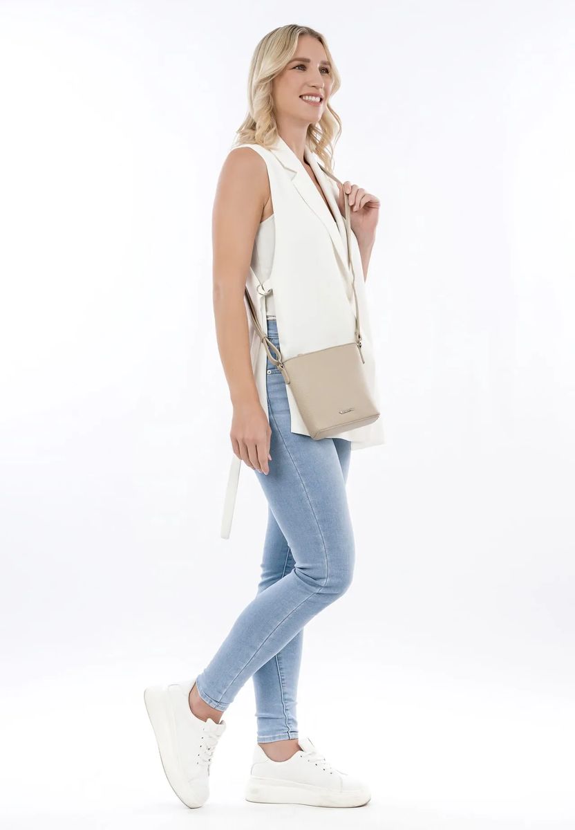 Tamaris Umhängetasche "Alessia", Emblem, Kunstleder, für Damen, beige