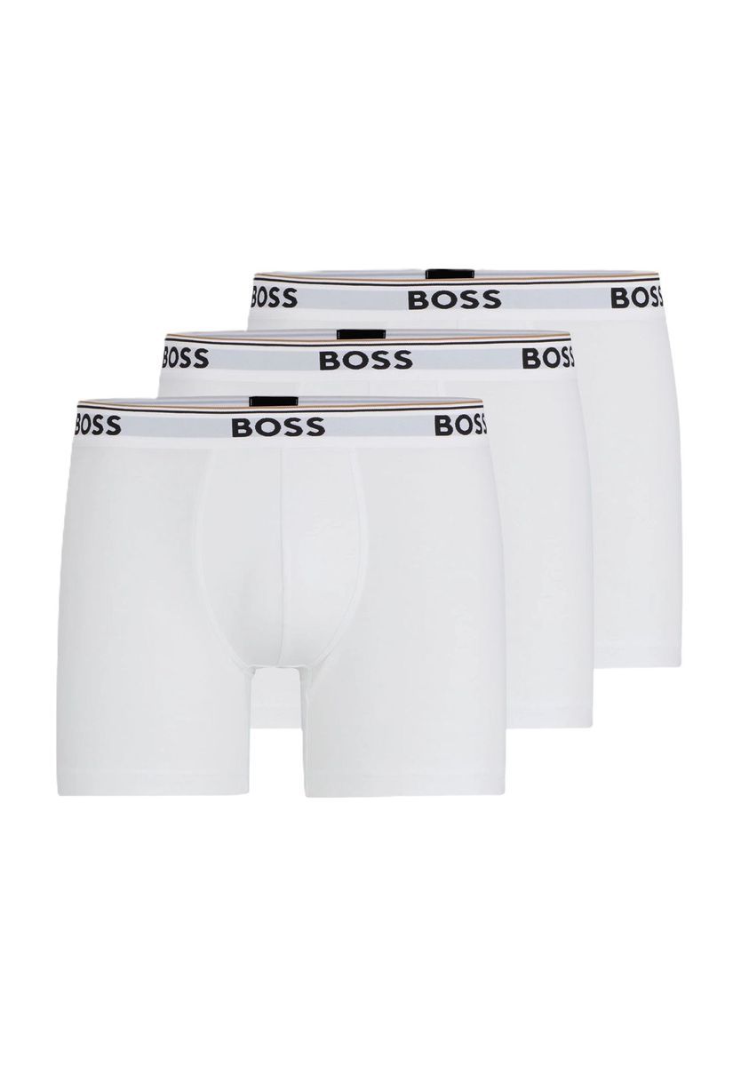 Klassische weiße Boxerbriefs mit Logo-Bund