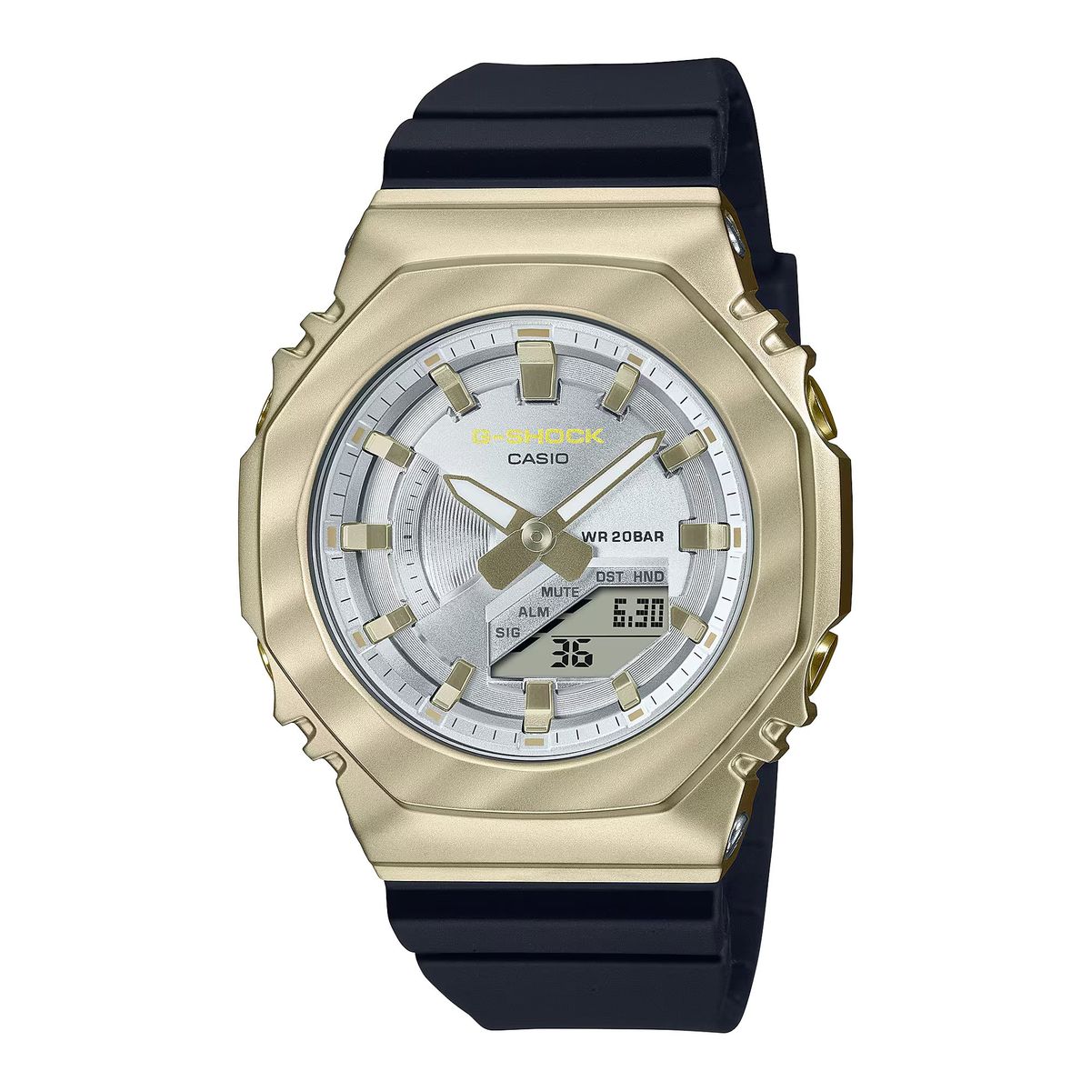 Oktogonale Analog-Digital-Uhr aus Metall