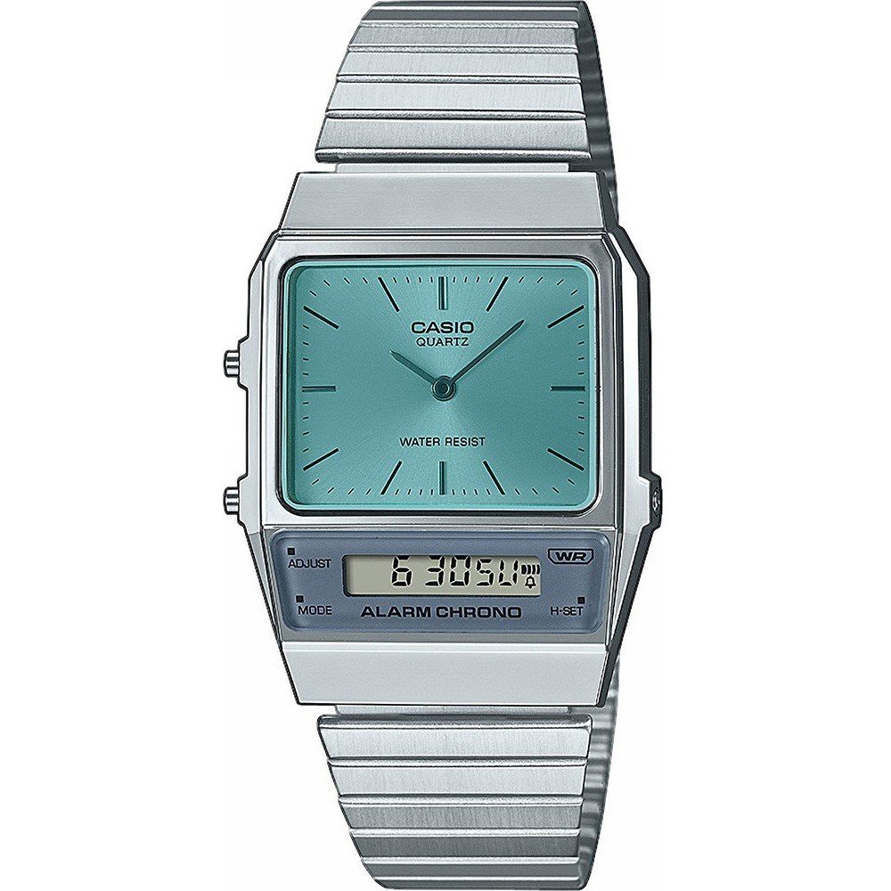 Retro Ana-Digi Uhr mit eckigem Gehäuse