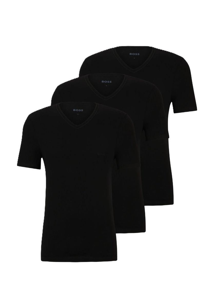 Klassisches schwarzes V-Ausschnitt T-Shirt Set