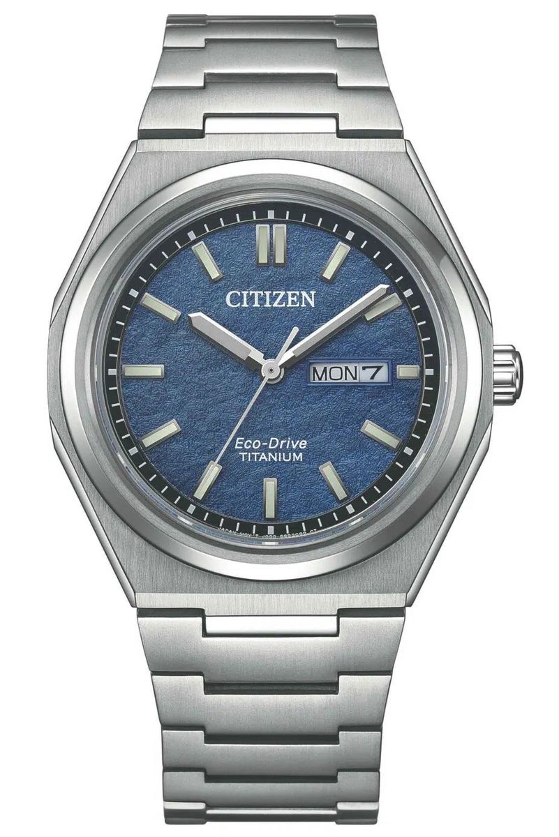 Zeitmesser mit texturiertem Zifferblatt und Gliederarmband