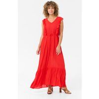 Fließendes Stufen-Maxikleid mit Volants