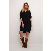 Leinenmischung Kurzarm Hemdkleid
