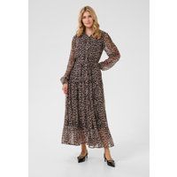 Gestuftes A-Linien Maxikleid mit Leopardenmuster