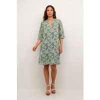 Strukturiertes Blumenkleid mit V-Ausschnitt