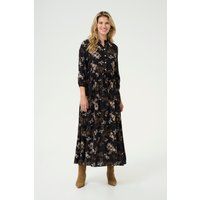 Florales Midi-Hemdblusenkleid in A-Linie