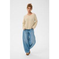 Lockerer V-Ausschnitt Strickpullover