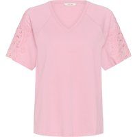 V-Ausschnitt Bluse mit Spitzenärmeln