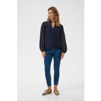 Bluse mit Spitzenärmeln und V-Ausschnitt