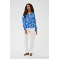 Fließende Blumenbluse mit V-Ausschnitt