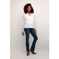 Bluse mit geometrischer Lochstickerei