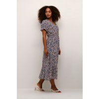 Blumiges V-Ausschnitt Stufen-Maxikleid