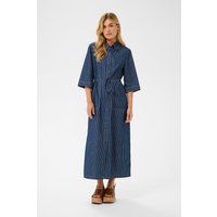 Gestreiftes Maxi-Hemdblusenkleid mit Gürtel