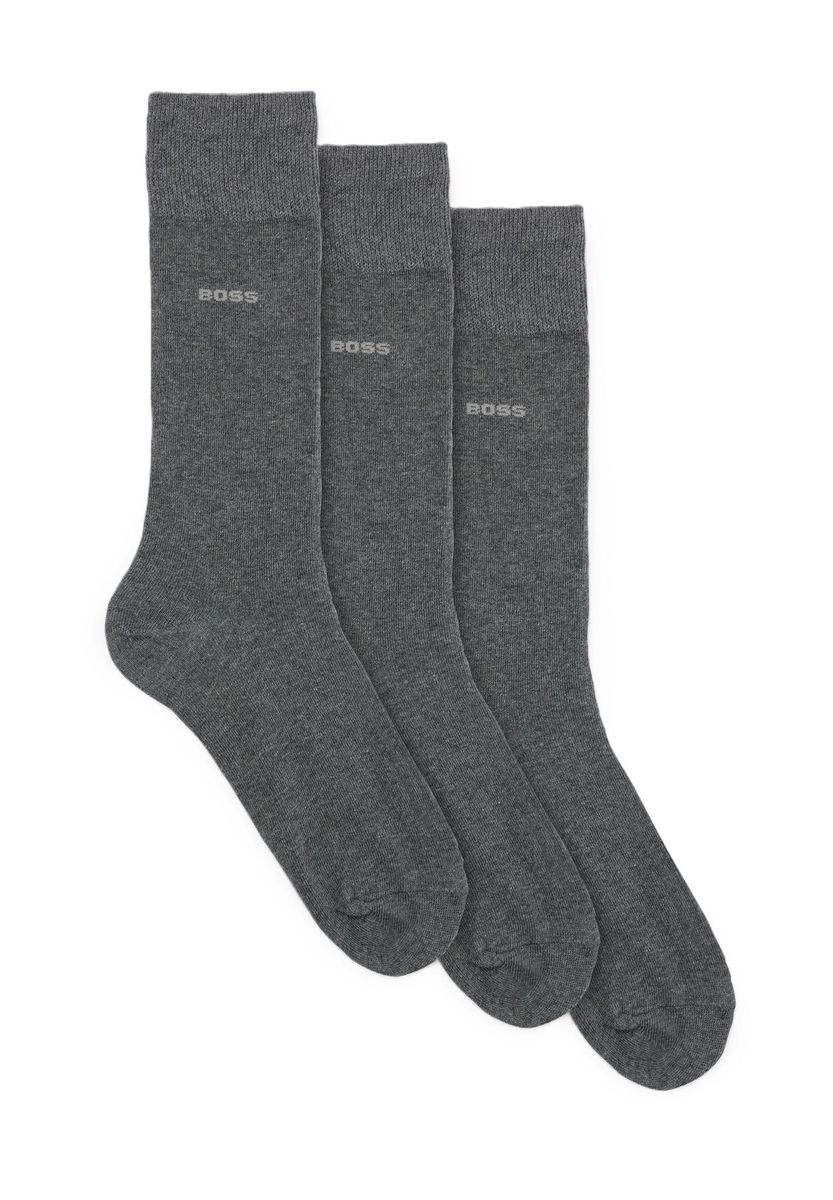 BOSS Kurzsocken, 3er-Pack, uni, für Herren, grau, 39-42