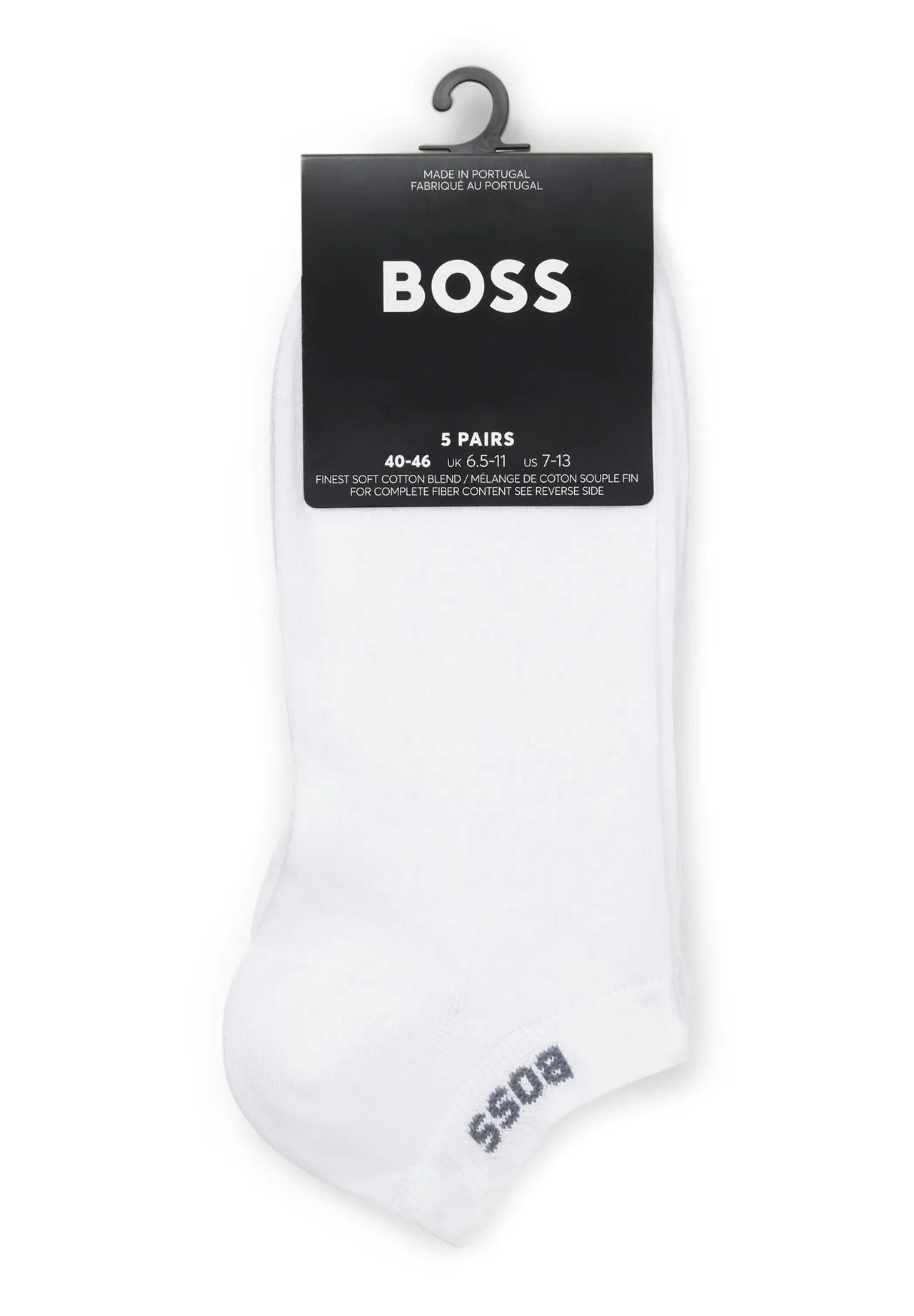 BOSS Herren Sneaker-Socken, 5er Pack - 5P AS Uni CC, kurz, Baumwoll-Mix, uni, weiß, 43-46