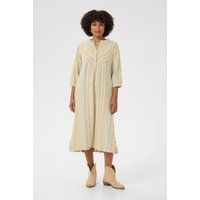 Gestreiftes Jacquard-Midikleid aus Baumwolle