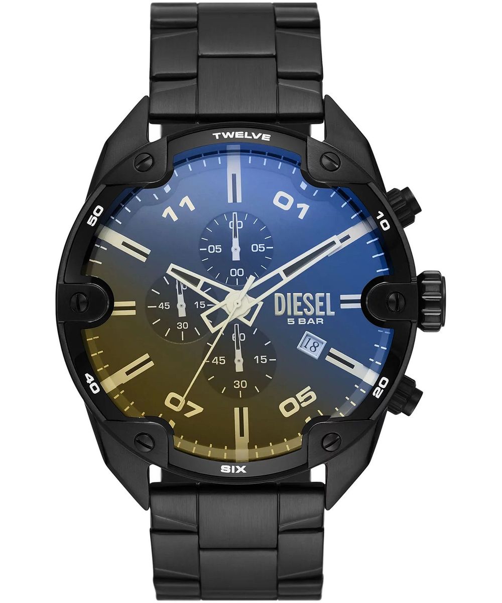 Übergroße Chronographen-Uhr mit irisierendem Glas