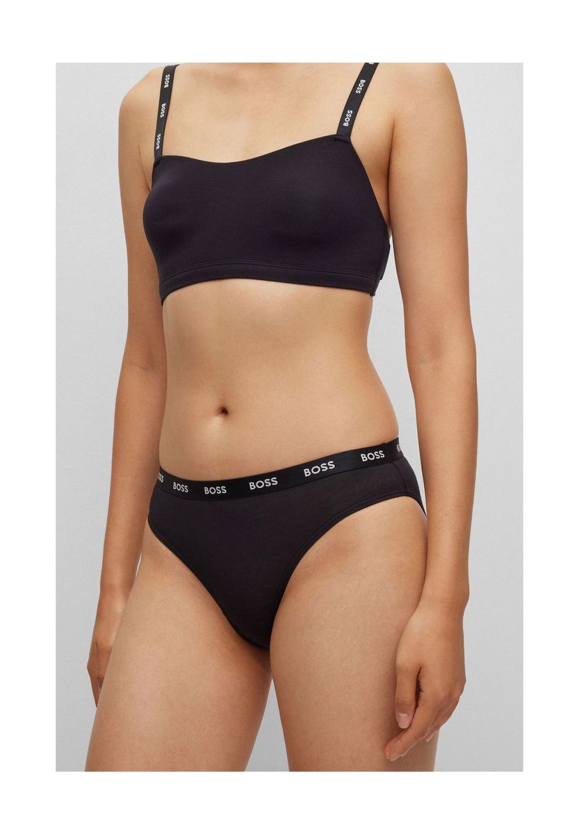 Damen einfarbige schwarze Logo Slips