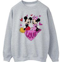 Grafik-Sweatshirt mit Mickey und Minnie Herz