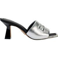Metallic-Mules mit Blockabsatz und Karree-Spitze