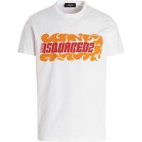 Baumwoll-T-Shirt mit Flammen-Grafik
