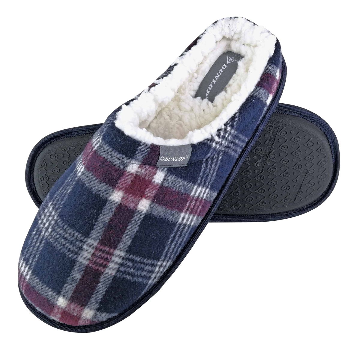 Karierte Mules mit Fleece-Futter