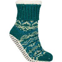 Grobstrick-Fair-Isle-Mokassinsocken mit Grip