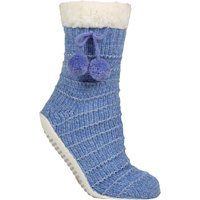 Chenille Hausschuhsocken mit Bommeln