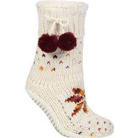 Grobgestrickte Sherpa-gefütterte Pom-Pom-Hausstiefel