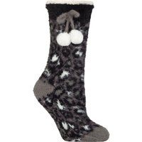 Pompon-Socken mit Leopardenmuster