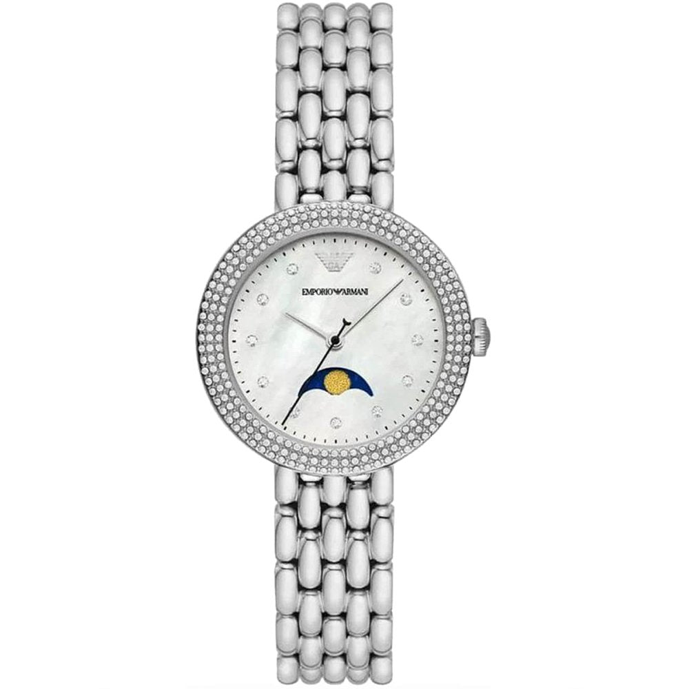 Elegante Mondphasenuhr mit Kristallbesatz