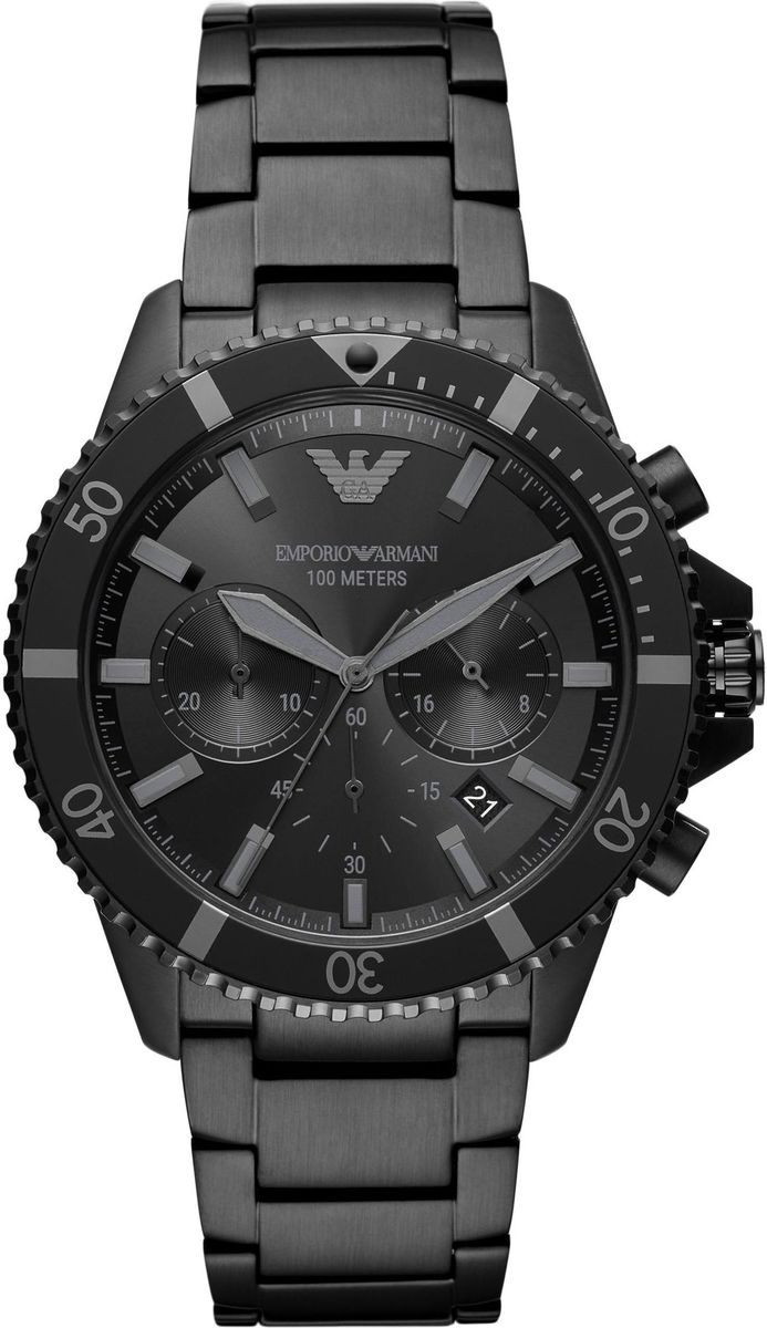 Schwarze Chronographen-Taucheruhr