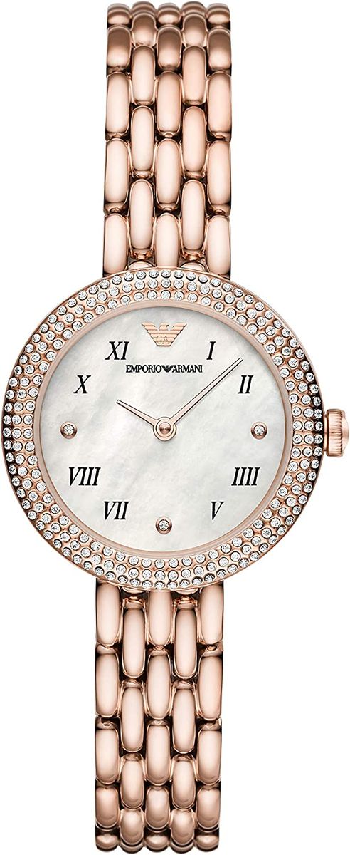 Elegante Perlmutt-Armbanduhr mit Gliederarmband