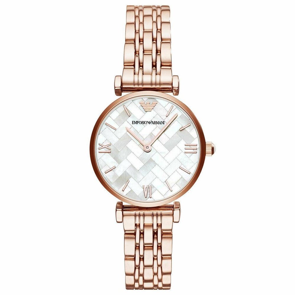 Elegante Perlmutt-Uhr mit T-Bar