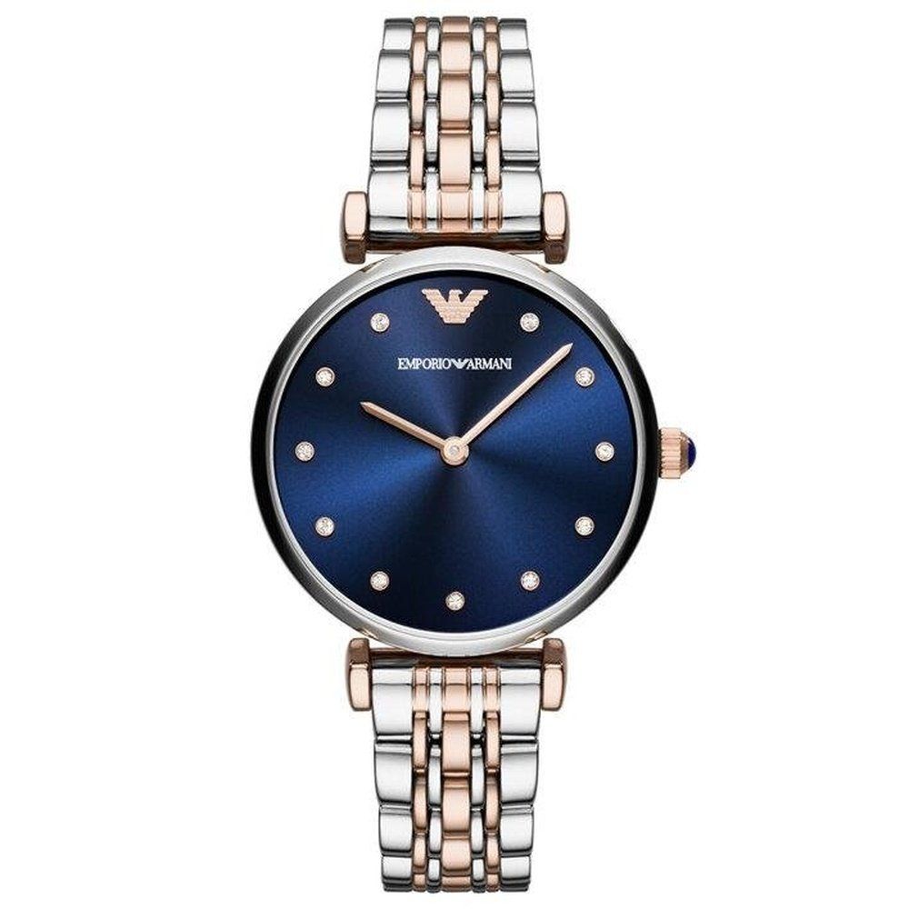 Elegante Bicolor-Uhr mit Sonnenschliff-Zifferblatt