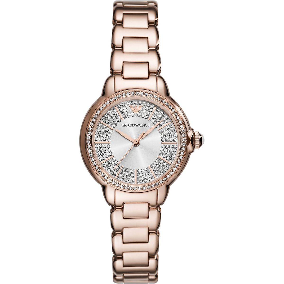 Kristallbesetzte Uhr in Roségold
