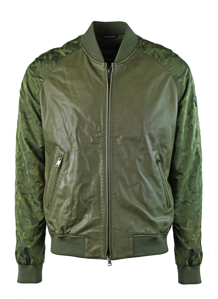 Lederjacke mit Camouflage-Details