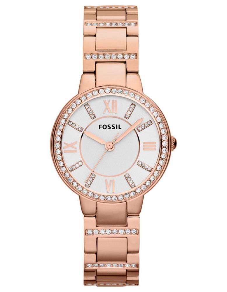 Elegante roségoldene Armbanduhr mit Kristallbesatz