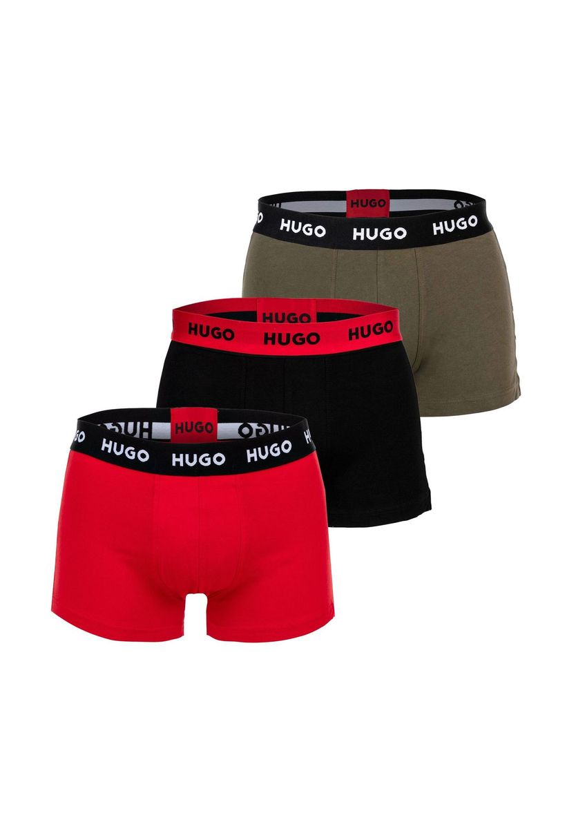 Hugo Baumwoll-Stretch Trunks mit Logo-Bund
