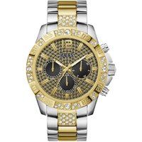 Kristallbesetzte zweifarbige Chronographen-Uhr
