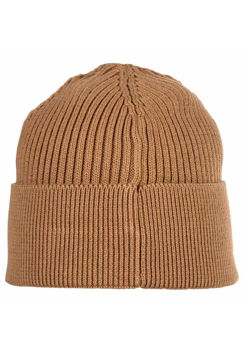 Gerippte Wollmischungs-Beanie mit Logo-Detail