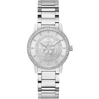 Analoguhr mit floralem Zifferblatt und Kristallen