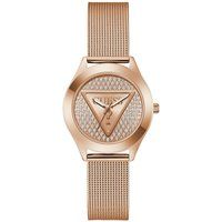 Mesh-Armbanduhr mit Kristall-Dreieck