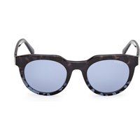 Runde Acetat-Sonnenbrille mit flachem Steg