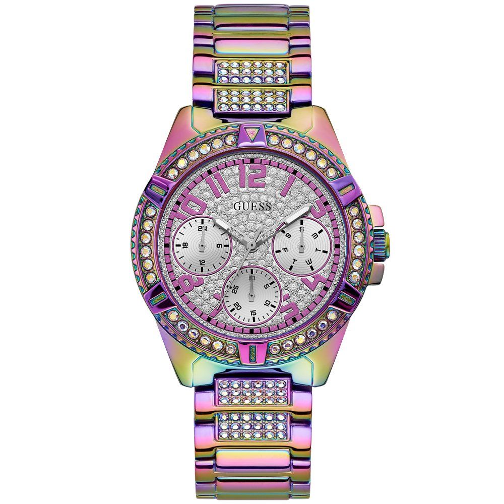 Kristallbesetzte Armbanduhr mit Irisierendem Finish