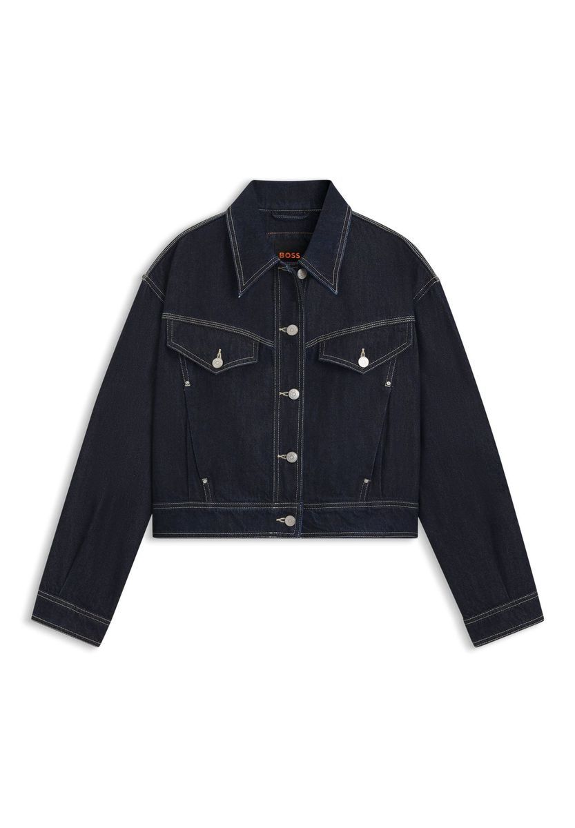 Kurzgeschnittene Jeansjacke in dunkler Waschung