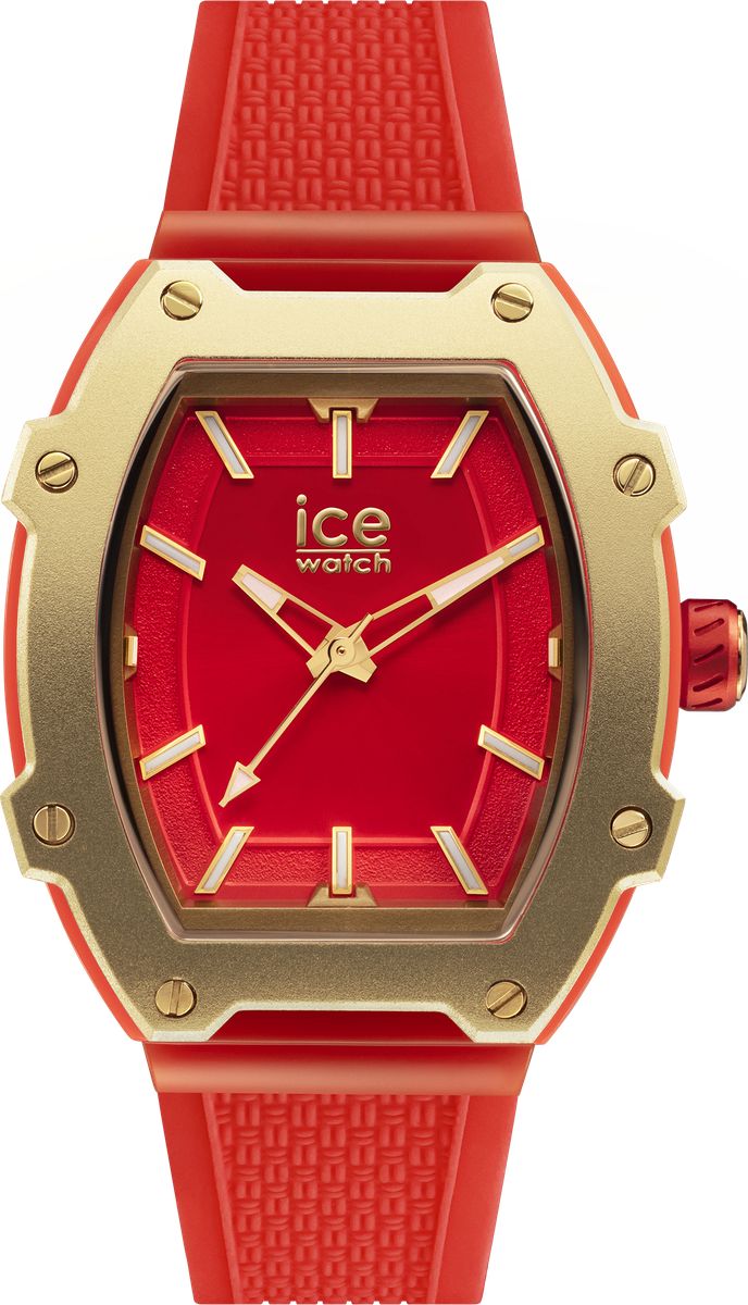 Tonneau Goldfarbene Silikonarmbanduhr